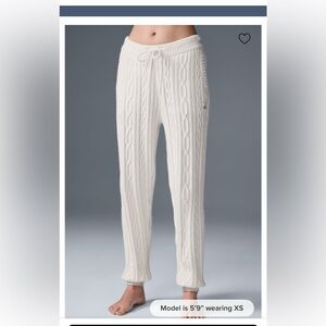 ALO Ivory Cable Knit Winter Bliss Pant